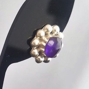 AMETHYST FLOWER Sterling silver 925 earrings NEW peony artissan handcrafted